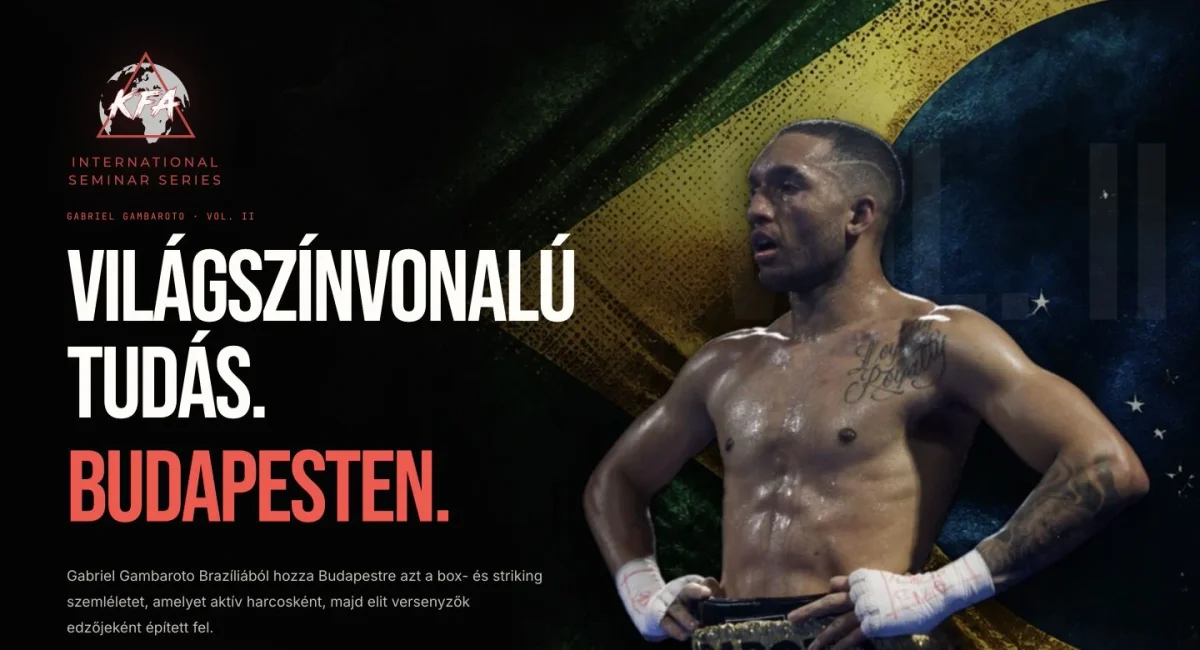 Gabriel Gambaroto’s KFA seminar page with his portrait and a Brazilian flag background.