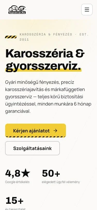 The mobile opening screen of Luzso-Car’s new website.